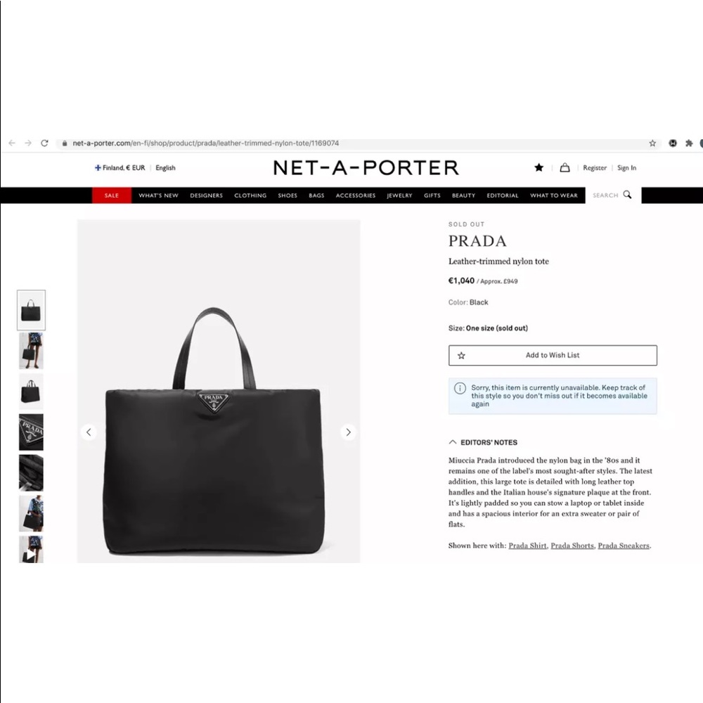 NWT Prada XL Puffer Nylon Tote bag w/ Strap